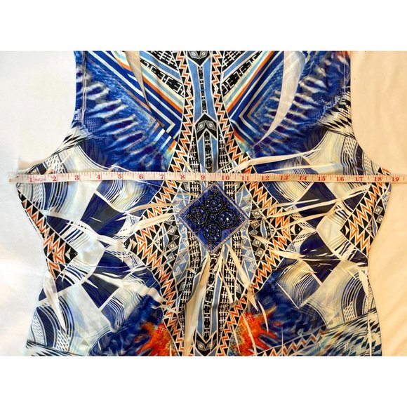Apt. 9 Women's Geometric Sublimation Tank Top Beaded Sleeveless Multicolor SZ M - Picture 4 of 4